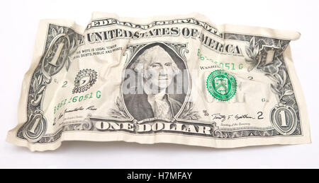 Crumpled un dollaro Foto Stock