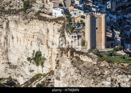 Castello di almohade origine del secolo XII, prendere in Alcala Del Jucar, provincia di Albacete, Spagna Foto Stock