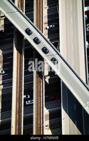Vista aerea del cavalcavia autostradale,Toronto Ontario Foto Stock