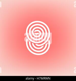 Vettore lineare minimalista cerchi concentrici loop a spirale otto cifre del Logo di forma in un semplice stile moderno segno Illustrazione Vettoriale