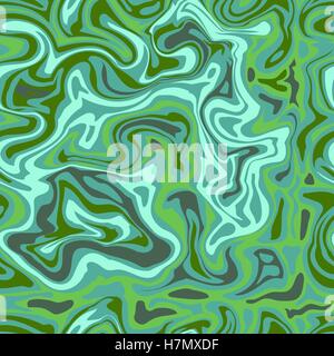 Naturale di marmo verde imitazione perfetta pattern. Alla moda con sfondo blu gocciolamenti acrilico su sfondo bianco. La vernice Onde e vortici tessitura della pietra. Illustrazione Vettoriale