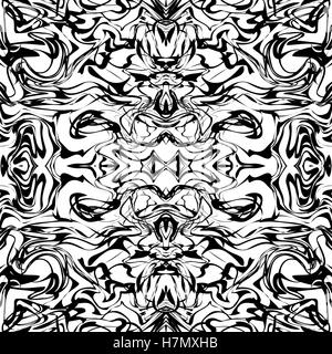 Arte astratta web irregolari di marmo modello di stampa in bianco e nero. Modello senza giunture. Vettore. Illustrazione Vettoriale