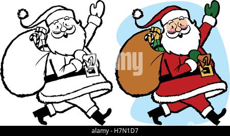 Babbo Natale che porta un sacco di regali Illustrazione Vettoriale