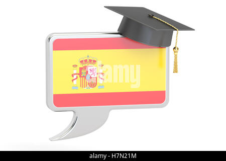 Discorso bolla con bandiera spagnola, il concetto di apprendimento. Il rendering 3D Foto Stock