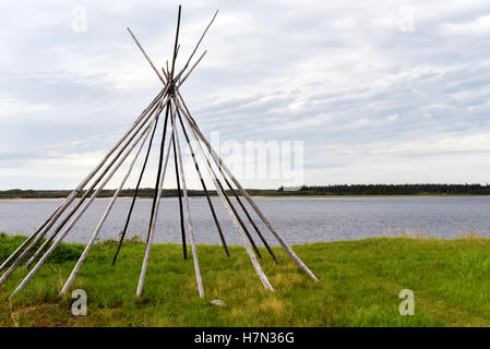 Tepee Fort George Isola della Baia di Hudson Northern Quebec Foto Stock