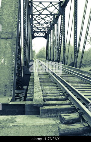 Storico treno in acciaio ponte in mandan North Dakota Foto Stock