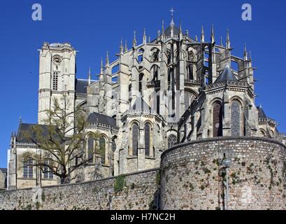 Le Mans, Francia, Cattedrale Gotica. Foto Stock