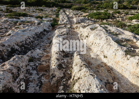 Malta si scopa a 'Clapham Junction', vicino a Dingli, centinaia di brandisce misteriose nella pietra di Misrah Ghar il-Kbir Foto Stock