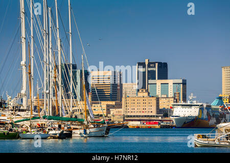 Il porto di Genova. Mare Mediterraneo. Liguria, Italia Europa Foto Stock
