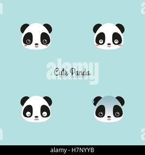 Grazioso panda volti Illustrazione Vettoriale