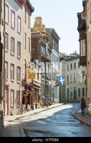 Vecchia Quebec city - residenziale e tranquilla strada laterale, Quebec, Canada Foto Stock