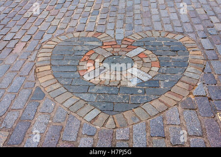 Il cuore di Midlothian sul Royal Mile di Edimburgo, Scozia, Regno Unito Foto Stock