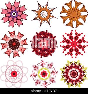 Bella rosette ornamentali set. Per motivi etnici o tatuaggio design. Illustrazione Vettoriale Illustrazione Vettoriale