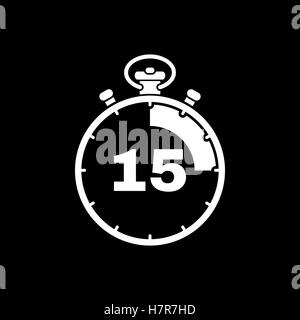 I quindici secondi, minuti cronometro icona. Orologio e guardare, timer conto alla rovescia, cronometro simbolo. UI. Web. Logo. Segno. Design piatto. Un Illustrazione Vettoriale