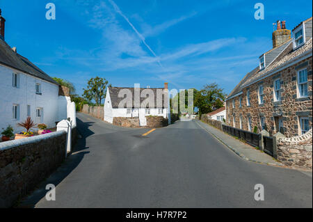 Street e case in Castel Guernsey Foto Stock