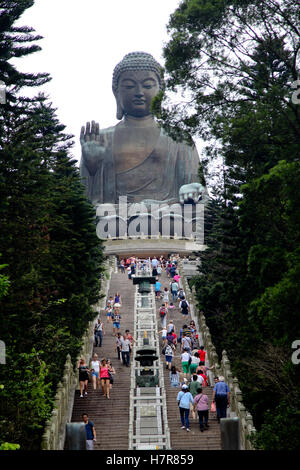 Grande statua del Buddha, il Monastero Po Lin, Isola di Lantau, Hong Kong, Cina, Asia Foto Stock