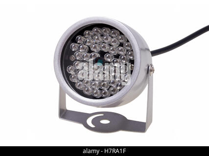 Illuminatori ad infrarossi illuminazione notturna per i sistemi di sicurezza e videosorveglianza isolati su sfondo bianco Foto Stock