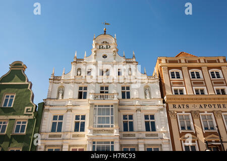 Das Haus in Neuer Markt, la nuova piazza del mercato, Rostock, Meclenburgo-Pomerania Occidentale, Germania Foto Stock