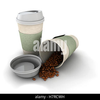 Illustrazione di dispossable tazza da caffè con coperchio di cartone Foto Stock