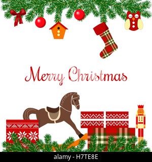 Cartolina di Natale con doni Illustrazione Vettoriale