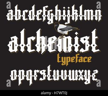 Alchimista font gotico Illustrazione Vettoriale