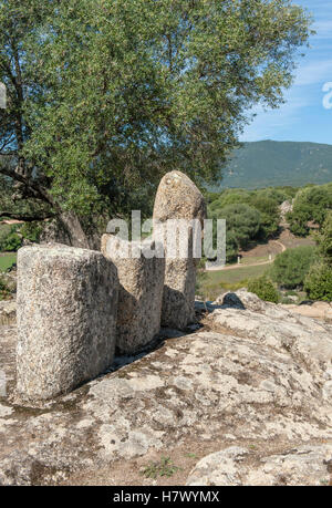 Filitosa, preistoria capitale della Corsica, caratteristiche dolmen e menhir, e relitti Torrean dai tempi megalitici, Francia Foto Stock