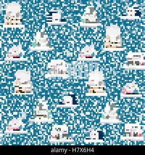 Modello senza soluzione di continuità con una decorazione case colorate in inverno. Natale e Anno Nuovo vacanze Città sfondo infinito. Illustrazione Vettoriale