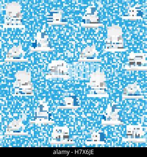 Modello senza soluzione di continuità con una decorazione case colorate in inverno. Natale e Anno Nuovo vacanze Città sfondo infinito. Illustrazione Vettoriale