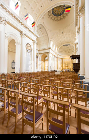 Bruxelles, Belgio, la nave della chiesa di Saint Jacques Sur Coudenberg chiesa, nella città vecchia, Sint Jacob op de Koudenbergkerk Foto Stock