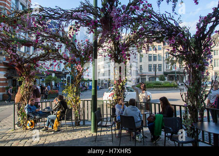 Bruxelles, Belgio, Cafe su Place du Grand Sablon, Foto Stock