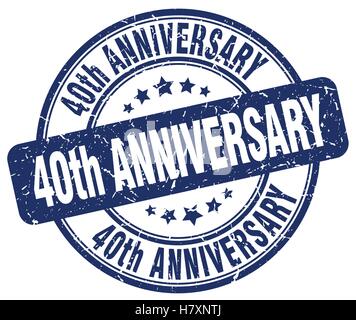 Quarantesimo anniversario blu timbro grunge Illustrazione Vettoriale