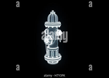 Idrante di fuoco in ologramma stile Wireframe. Bello il rendering 3D Foto Stock