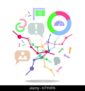 Linea sottile icona con piatto elemento di progettazione del mobile user interface, interfaccia utente dello smartphone esperienza, Profilo personale gestione, login U Foto Stock