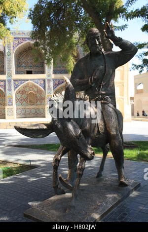 Statua di Hoja Nasruddin, Bukhara, Uzbekistan. Foto Stock