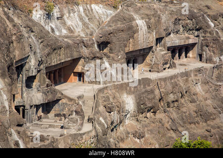 Grotte di Ajanta vicino a Aurangabad, nello stato del Maharashtra in India Foto Stock