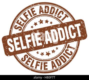 Selfie addict marrone timbro grunge Illustrazione Vettoriale