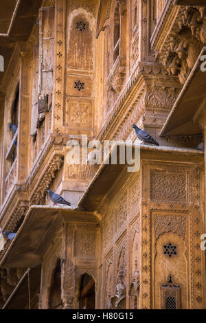 Nathmalji Ki Haveli a Jaisalmer, India. Dettagli architettonici Foto Stock