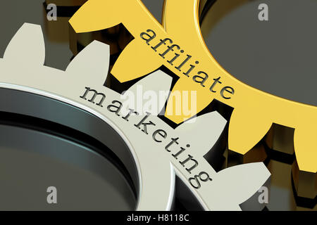 Affiliate marketing concetto sulle ruote dentate, rendering 3D Foto Stock