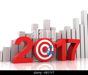 Business target per il 2017 con grafico a barre Foto Stock