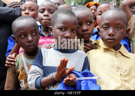 I bambini rifugiati dalla Repubblica Democratica del Congo nell'Kigeme Refugee Camp di Gikongoro, in Rwanda Foto Stock