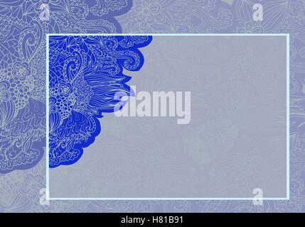 Vettore Valentino floreali per matrimoni invito carta blu disegno intricato bella carino accento luminoso Illustrazione Vettoriale