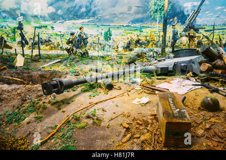 Diorama sconfitta delle forze fasciste nel territorio della Bielorussia al presso la bielorussa Museo della Grande Guerra Patriottica. Minsk, Foto Stock