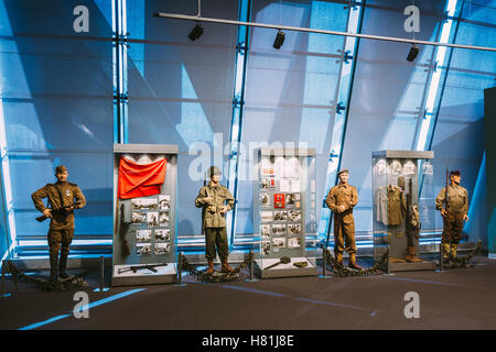 La mostra presso la bielorussa Museo della Grande Guerra Patriottica - i soldati - gli alleati - i vincitori della Seconda Mondo Wa Foto Stock