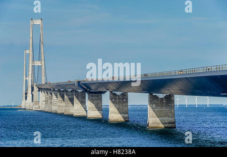 La Danimarca, il grande ponte della cinghia, collegando le isole di Funen e Zelanda attraverso il Grande Belt Foto Stock