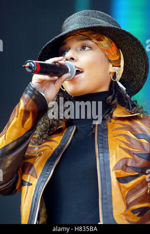 ALICIA KEYS ONE BIG DOMENICA LEICESTER VICTORIA PARK LEICESTER 08 Settembre 2002 Foto Stock