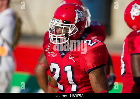 18 settembre 2009; Fresno, CA, USA; il running back dei Fresno State Bulldogs Ryan Mathews (21) prima della partita dei Boise State Broncos al Bulldog Stadium. Lo Stato di Boise sconfisse lo Stato di Fresno 51-34. Foto Stock