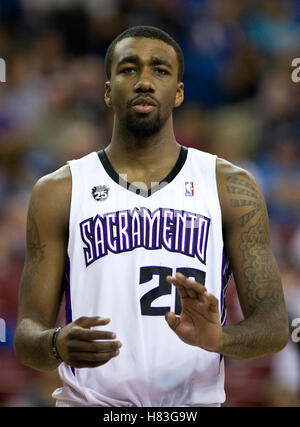 Febbraio 28, 2010; sacramento, CA, Stati Uniti d'America; sacramento kings avanti donte greene (20) durante il terzo trimestre contro i los angeles clippers di arco arena. sacramento sconfitto los angeles 97-92. Foto Stock