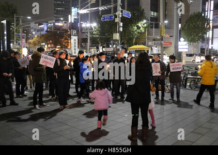 Manifestazioni di protesta contro il Presidente Park Guen-hye a Seul, in Corea del Sud. I dimostranti chiedono le dimissioni Foto Stock