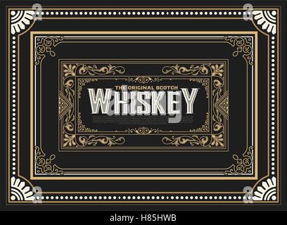 Etichetta whiskey con vecchi telai Illustrazione Vettoriale