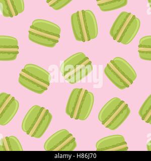 Modello senza cuciture con amaretto verde cookie sul rosa. Illustrazione Vettoriale. Illustrazione Vettoriale